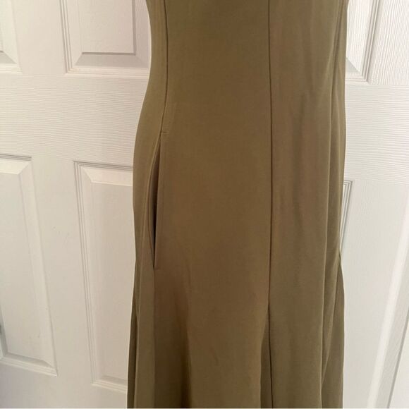 Nordstrom Zip Front Sleeveless Ponte A-Line Dress in Olive Extract Medium NEW - Picture 7 of 10